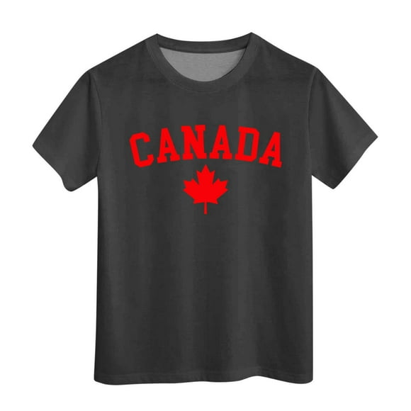 Boys Canada Shirts Short Sleeve Crewneck Canada Day Maple Leaf T-Shirt Patriotic Tees Boys Canada Clothing 12-13 Years