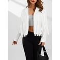 thumbnail image 2 of Gureui Faux Suede Tassel Jacket Womens Vintage Lapel Long Sleeve Fringe Cropped Hippie Motor Biker Cardigan Outwears, 2 of 8