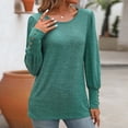 thumbnail image 4 of XuJwPNcy Women's Long Sleeve Shirts Casual Crew Neck Puff Sleeve Loose Flowy Blouse Shirts Tunic Fall Tops, 4 of 7