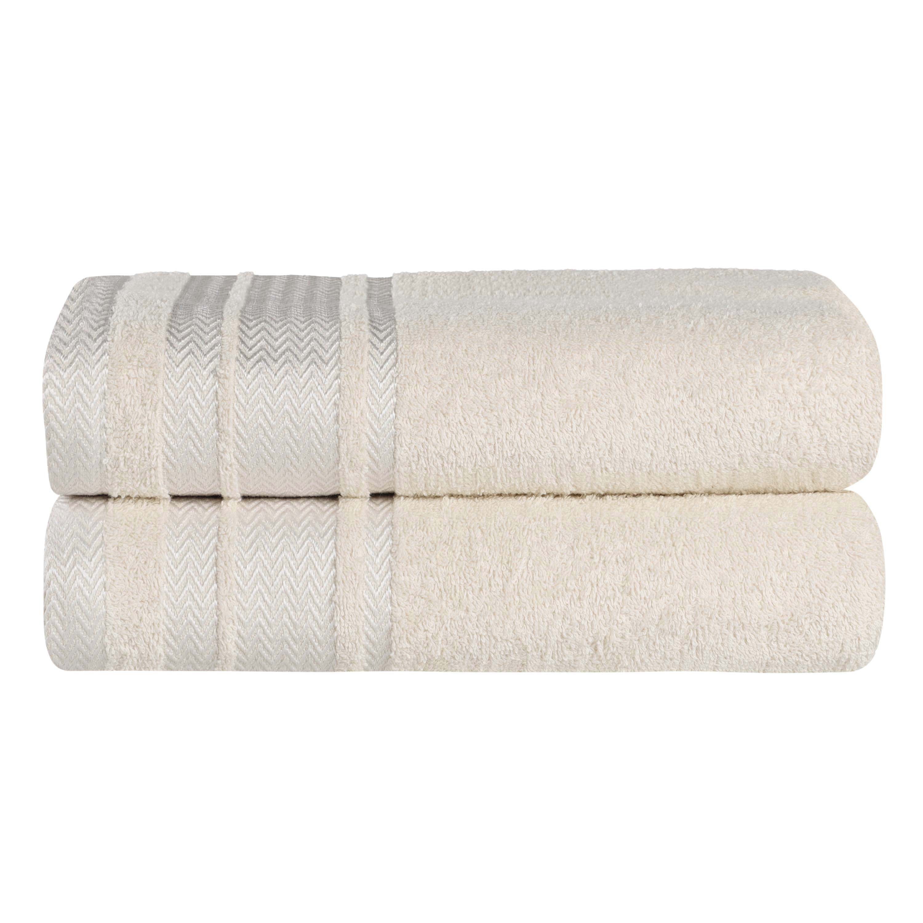 Superior Hays 2 Piece Cotton Plush Bath Towel , Ultra Soft Absobent Towels, Ivory