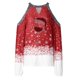 thumbnail image 4 of Mujeres otoño Navidad impreso linterna Sexy manga larga sin tirantes pulóver fuera del hombro blusa camiseta Tops Fridja FKASFK6019, 4 of 4