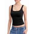 thumbnail image 2 of Women'S Tank Top Fitted Square Neck Casual Basic Summer Tank Sleeveless Tops Black XXL, 2 of 9