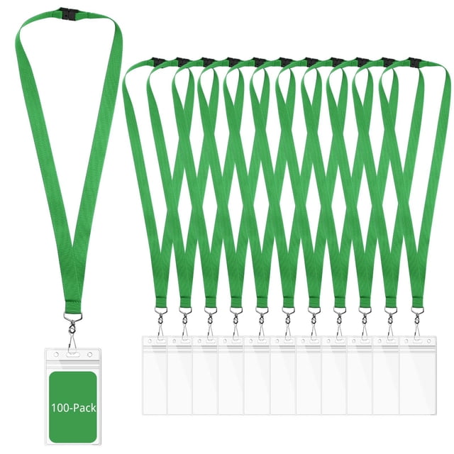 Lanyards WEZEBEL, paquete de 100 porta credenciales impermeables con cierre de seguridad