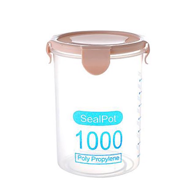 Boîte de Rangement en Plastique Transparente pour les Noix de Haricots de Cuisine (Rose 1000ml)