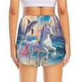 thumbnail image 4 of Uemuo Dolphin Rainbow Horse Pattern Women's Athletic Shorts High Waisted Running Shorts with Liner Pockets Gym Elastic Workout Shorts-Medium, 4 of 9