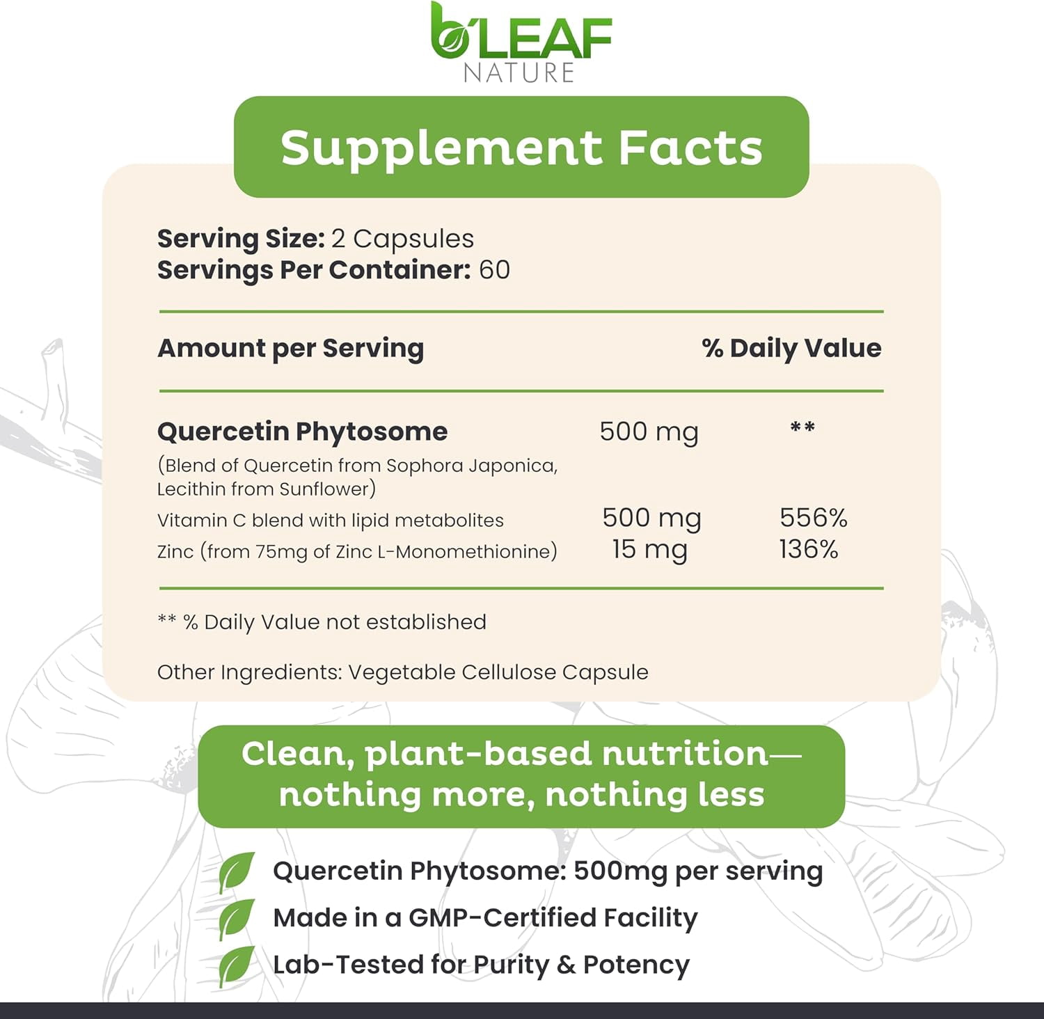Quercetin Phytosome with Vitamin C and Zinc - 120 Vegetarian caps - Super Absorption - Supports Immune, Respiratory and Cardiovascular Health – Powerful antioxidant - 1000mg per Serving