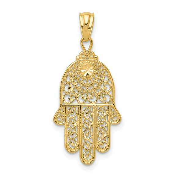 14K Yellow Gold Charm Pendant 25 mm 14 Hand Of God