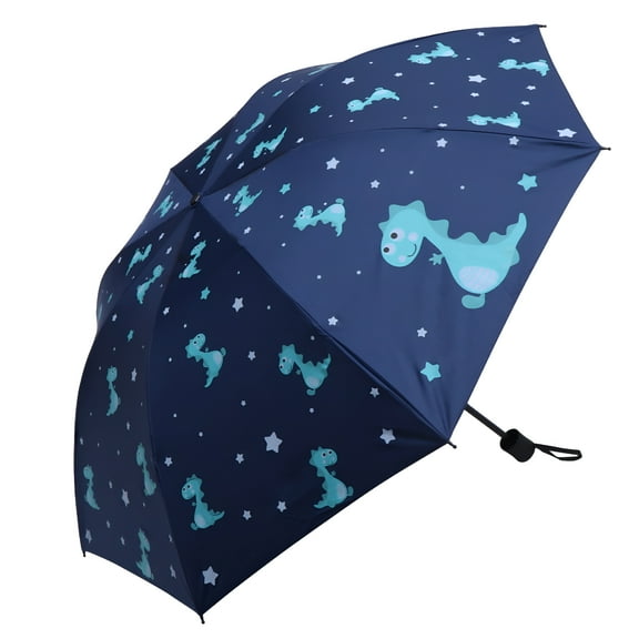 GASTROPOD Sun & Rain Cartoon Folding Travel Umbrella for Kids & Men - Dark Blue