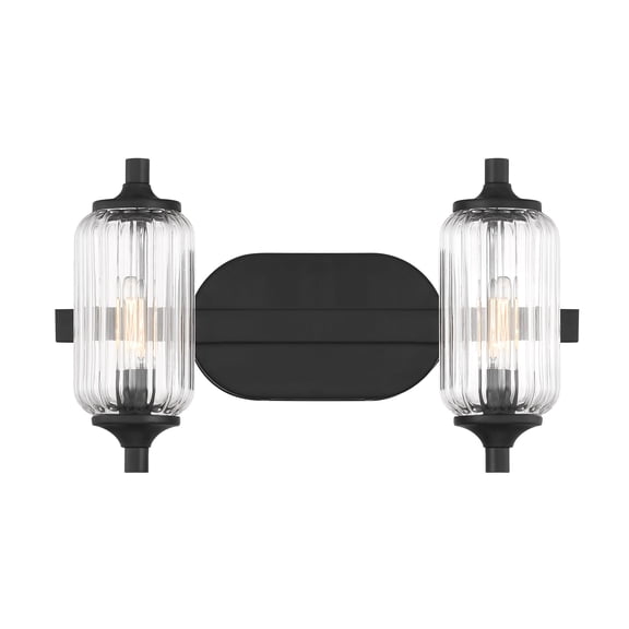 Holton 2-Light Bathroom Vanity Light in Matte Black
