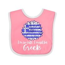 Inktastic I'm So Cute, I Must Be Greek Sunflower Greece Flag Boys or Girls Baby Bib