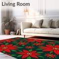 thumbnail image 2 of ODIKA 6'x9' Machine Washable Non-Slip Area Rug, Poinsettia Bloom Garden Pair Elegant Seasonal Flower Display High Traffic Rug, Red, 651429, 2 of 7