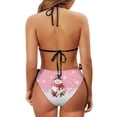 thumbnail image 6 of Uourmeti Women's Halter Neck Two Piece Bikini Set - Cute Christmas Snowman Print Quick Dry, Stretch Swimwear for Tropical Vacation & Pool Party, 6 of 9