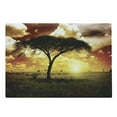 thumbnail image 1 of Safari Cutting Board, Single Tree at Dreamy Sunset Dark Dramatic Clouds on the Sky Art, Decorative Tempered Glass Cutting and Serving Board, Large Size, Green Red White, by Ambesonne, 1 of 1