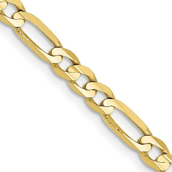 Diamond2Deal 10k Yellow Gold 4mm Concave Open Figaro Chain Necklace for Women 16"