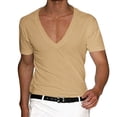 thumbnail image 1 of BOBOGOJP T-shirt à Col Rond pour Hommes, Coupe Ajustée, Manches Courtes (Jaune, G), 1 of 5