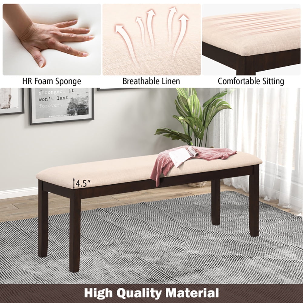 Finihen Upholstered Ottoman Bench, Footstool Ottoman, Decorative Furniture Footrest, Upholstered Ottoman Bench with Padded Cushion, for Living Room, Bedroom, Porch, Beige