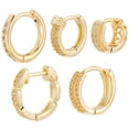 thumbnail image 6 of 1 Box 5 Pairs Small Hoop Earrings 18K Gold Plated Brass Cubic Zirconia Huggie Hoop Earrings Cartilage Piercing Ear Cuff TinyDIY, 6 of 7