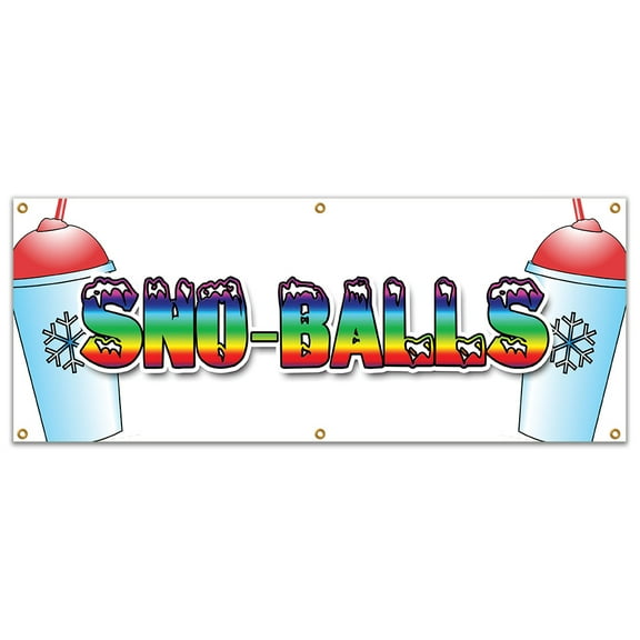72" SNO-BALLS BANNER SIGN snowcones water ice italian shaved ice cold fruit