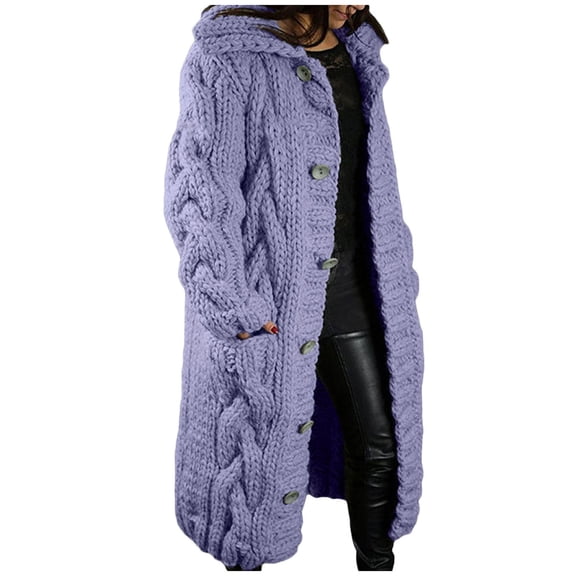 Vedolay Women's Cardigans Fall Cardigan Sweater Button Front Casual Knitwear Purple,2XL