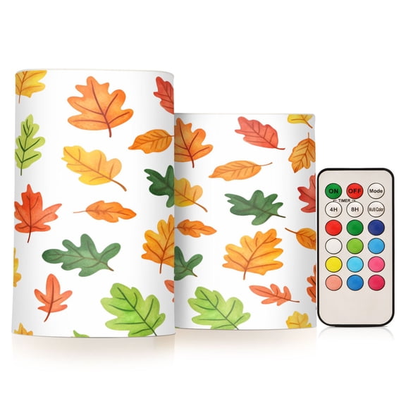 Yayeee Flameless Candles with Remote Flickering Battery Operated Multi Color Changing, Green Leaves