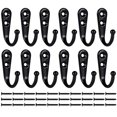 thumbnail image 1 of Mokife Paquete de 12 Ganchos para Abrigos Negros Montados en la Pared Rústico Pequeño Gancho de Puerta Individual Metal para Entrada Cocina Dormitorio Baño Oficina Inodoro, 1 of 5