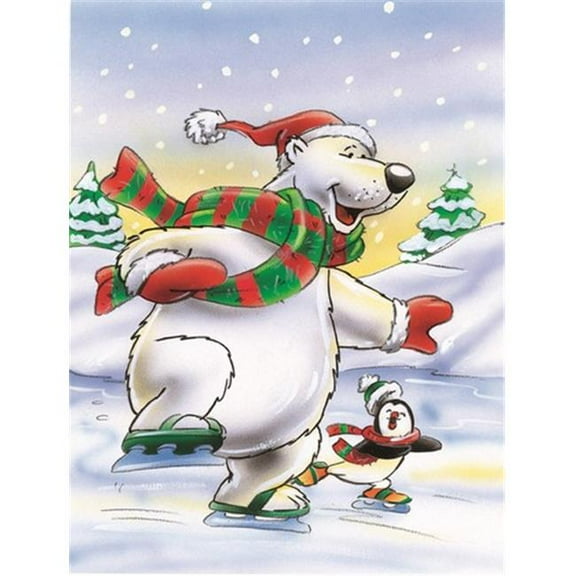 Holiday Polar Bears Ice Skating Flag Canvas House Size