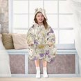 thumbnail image 7 of FORMRS Wearable Blanket Hoodie with Sleeves for Kids Cozy Flannel Sweatshirt, Purple Floral Rabbit, 7 of 7