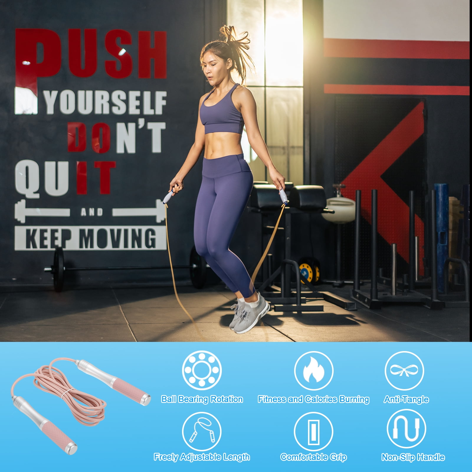 Uxcell Speed Jump Rope Weighted Skipping Rope Tangle-Free Adjustable Rapid Jumping Rope with Load Block Pink
