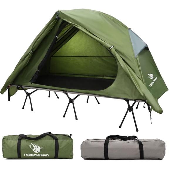 Open Box Arctic Lemmings 4-in-1 Elevated Camping Cot Tent for 1 Person - Foldable and Portable Tent Set for Hiking, Camping & Outdoor Adventures