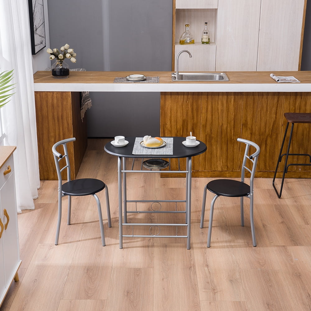 Lowestbest 3 Piece Dining Table Set, PVC Light Breakfast Table, Dining Room Sets PVC Breakfast Table with 2 Chairs, Kitchen Dining Room Round Table and Chairs, Brown Lowestbest 3 Piece Dining Table Set, PVC Light Breakfast Table, Dining Room Sets PVC Breakfast Table with 2 Chairs, Kitchen Dining Room Round Table and Chairs, Brown