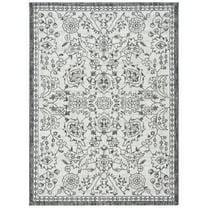 SAFAVIEH Courtyard Skylar Floral Indoor/Outdoor Runner Rug, Grey/Black, 2'2" x 9'