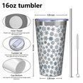 thumbnail image 4 of 16oz Tumblers Blue Christmas Snowflake Pattern Stainless Steel Vacuum Insulated Double Wall Travel Tumbler Cups Mug with Lid and Straw,Cleaning Brush for Coffee,Tea, 4 of 4