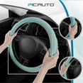 thumbnail image 4 of Gel Particles Steering Wheel Cover, Mint Luxury Leather Car Steering Wheel Protector, Universal Fit 14.5"-15.5" Anti-Slip Car Interior Accessories for Girls & Women, 4 of 14