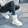 thumbnail image 3 of Botas de nieve gruesas y cálidas con plataforma y suela gruesa para mujer, botas cortas de algodón con forro polar de estilo británico para invierno, 3 of 6