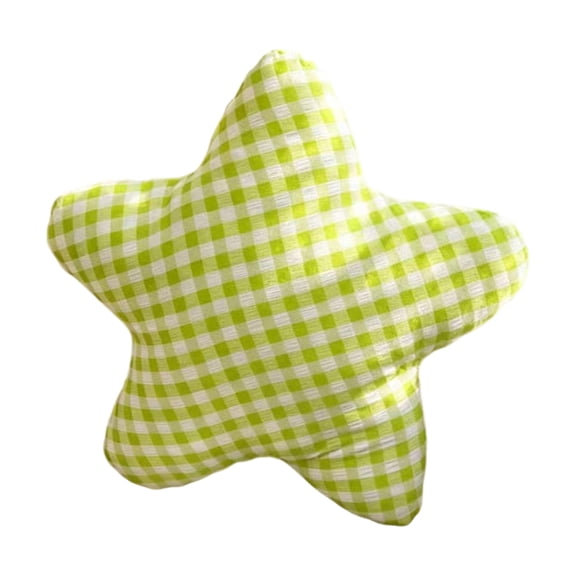 Star Shaped Pillow Decorative Throw Pillows with Checkered Pattern 15.7in Star Pillow Cushion for Home Office Car Couch Sofa Bed Indoor Decor Use (Green)