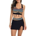 thumbnail image 3 of Jacenvly Plus Size Swimsuit for Women Swimdress Two-Piece Swimwear with Flared Skirt Bikini Bathing Suits Multicolor, 3 of 5