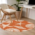 thumbnail image 5 of Summer Marine Life Washable Round Area Rug 3.3 ft, Graffiti Corals Shell Conch Sea Starfish Orange, Soft Non Slip Rugs Stain Repellent Indoor Felt Carpet for Living Dining Room Bedroom Home Office, 5 of 9