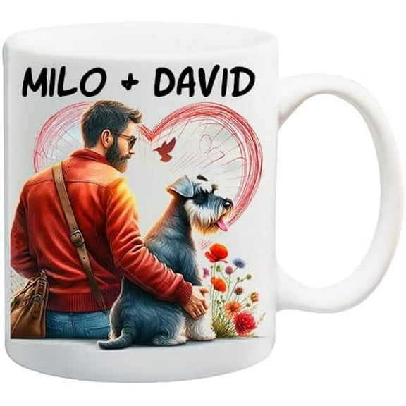 Personalized Schnauzer Coffee Mug with Name, Schnauzer Dog Mom or Dad Gift, Pet Tea Cup Present, Gift for Him or Her, Schnauzer Dog Lover Oig4 7 11 Oz White Ceramic Coffee Mug 601870