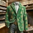 thumbnail image 7 of qolati Christmas Blazer for Men Vintage Corduroy Suit Jacket Xmas Graphic One Button Holiday Party Jackets Work Blazers with Pockets Green XXXL, 7 of 7