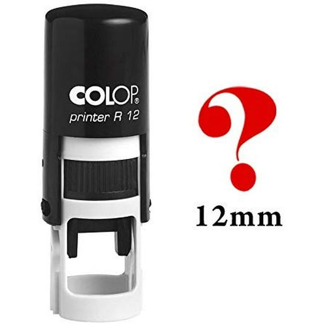 QUESTION MARK Self Inking Mini Rubber Stamp Colop Round Decorative Teachers Stamps 12mm