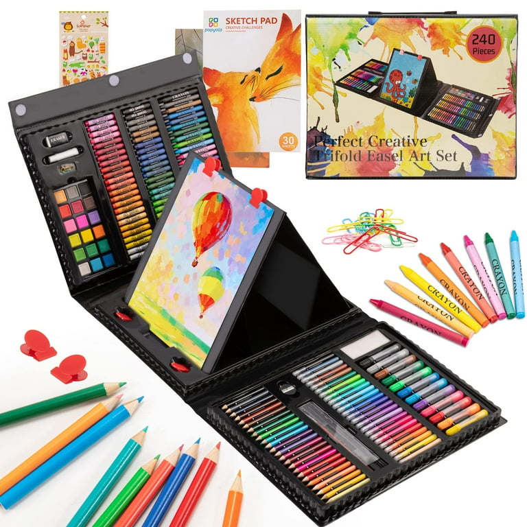 US Art Supply 103-Piece Deluxe Art Creativity Set in Wooden Case with Wood  Desk Easel - Artist Painting Pad, 2 Sketch Pads, 24 Watercolor Paint