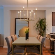 LNC 8-Light Matte Gold Modern/Contemporary Candle LED Dry rated Chandelier for Living Room