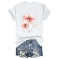 thumbnail image 1 of TSADFHJI Hauts pour Femmes 2TG Mode Été Imprimé Floral Manches Courtes T-Shirt Coupe Ample Col Rond TG Blanc, 1 of 3