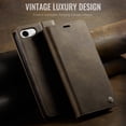 thumbnail image 3 of Designed for iPhone 16e Wallet Case, Classic PU Leather Flip Cover with Kickstand, RFID Blocking Card Slots, Magnetic Clasp, Full Body Protective Shockproof Phone Case, Coffee, 3 of 12