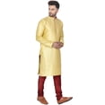 thumbnail image 4 of SKAVIJ Kurta Pyjama for Men 2-Piece Indian Traditional Party Dress Gold XL, 4 of 6