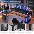 L-Shaped Computer Desk, 66 Inch, with Removable CPU Stand and Headphone ...