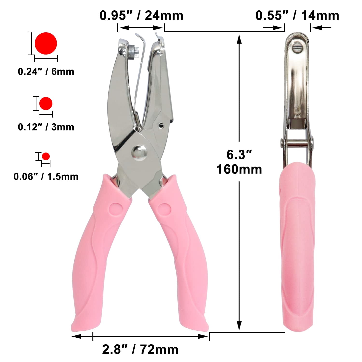 3 Pieces Metal held Paper Punch Single-Hole Tag Set with Plastic le for Circle Holes DIY Craft