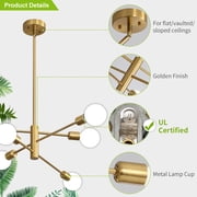 Deyidn 6-Light Gold Sputnik Chandelier