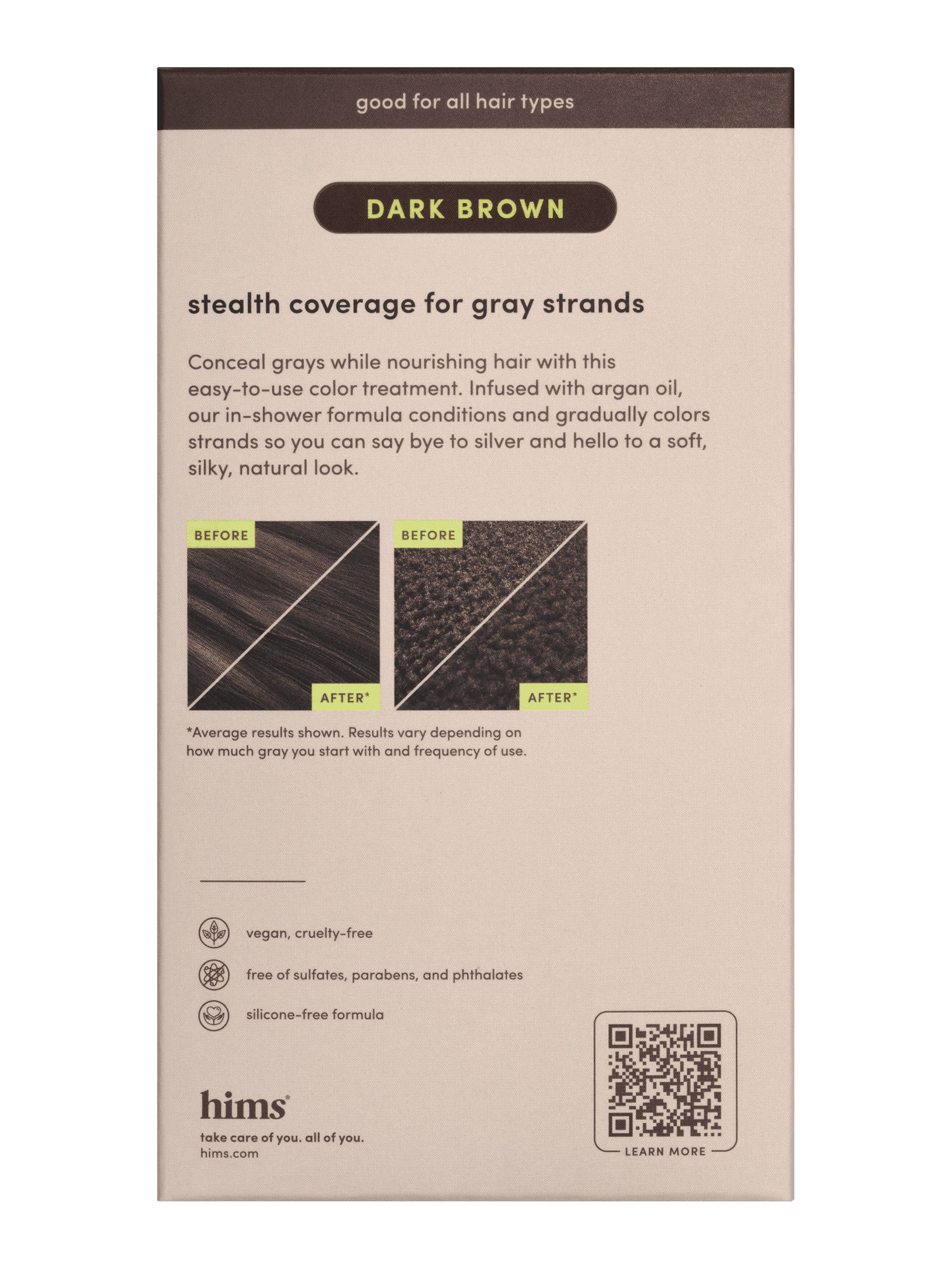 Hims Under Cover Hair Color & Conditioner for Men Semi Permanent Blends Grays, Dark Brown, 5 fl oz