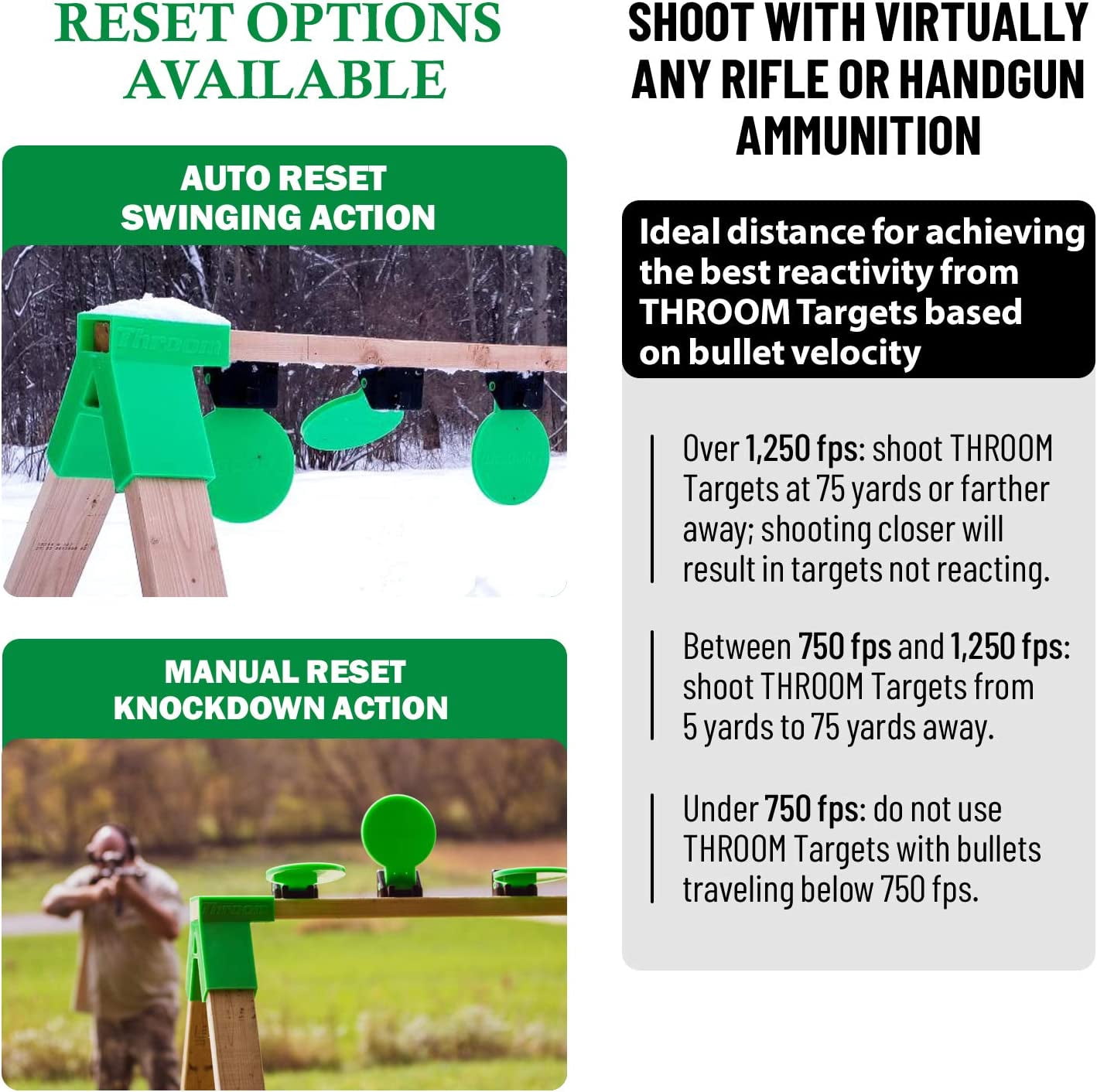 Throom Targets Knockdown Plate Rack 8in Round Target Kit, Green,